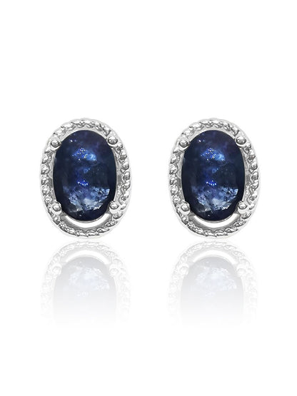 Cleo 0.76 Carat Natural Blue Sapphire Oval Halo Stud Earrings - Avani Jewelry