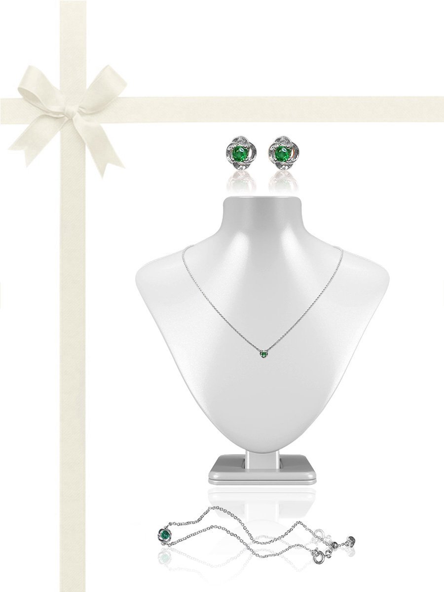Juniper 0.80 Carat Natural Emerald Pendant, Bracelet & Earring Gift Set - Avani Jewelry
