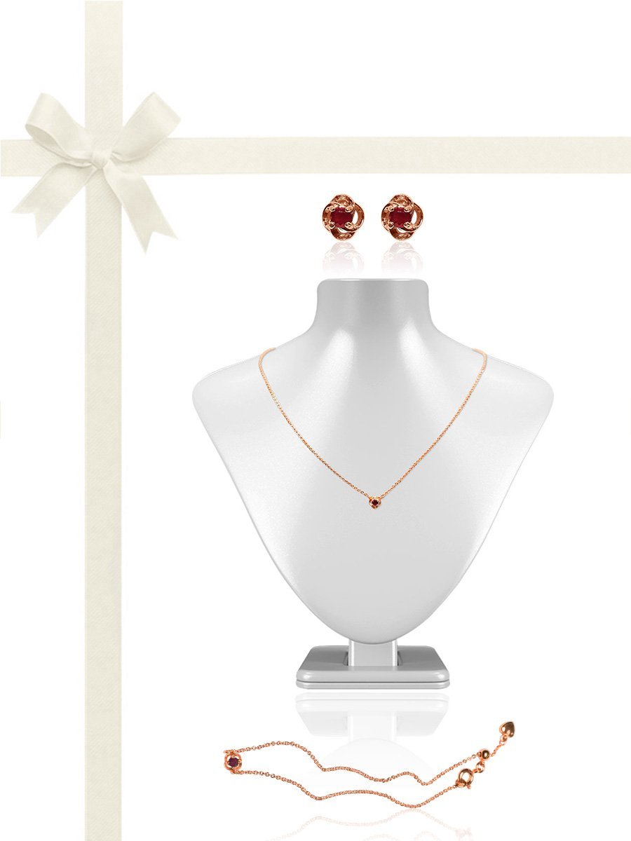 Juniper 0.80 Carat Natural Ruby Pendant, Bracelet & Earring Gift Set - Avani Jewelry