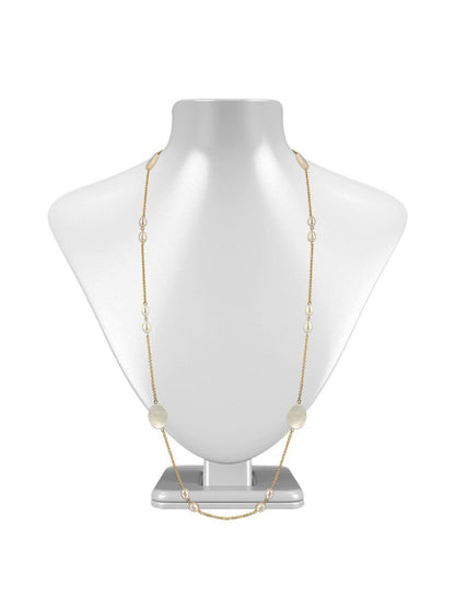 KIRIBATI 18K Yellow Gold Filled White Pearl & Mother-of-Pearl Opera Necklace - Avani Jewelry