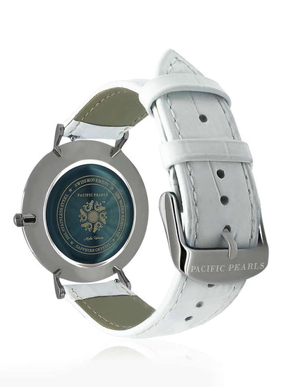 Magellan Black Pearl Dial Diamond Encrusted Swiss Watch on Crocodile Leather - Avani Jewelry