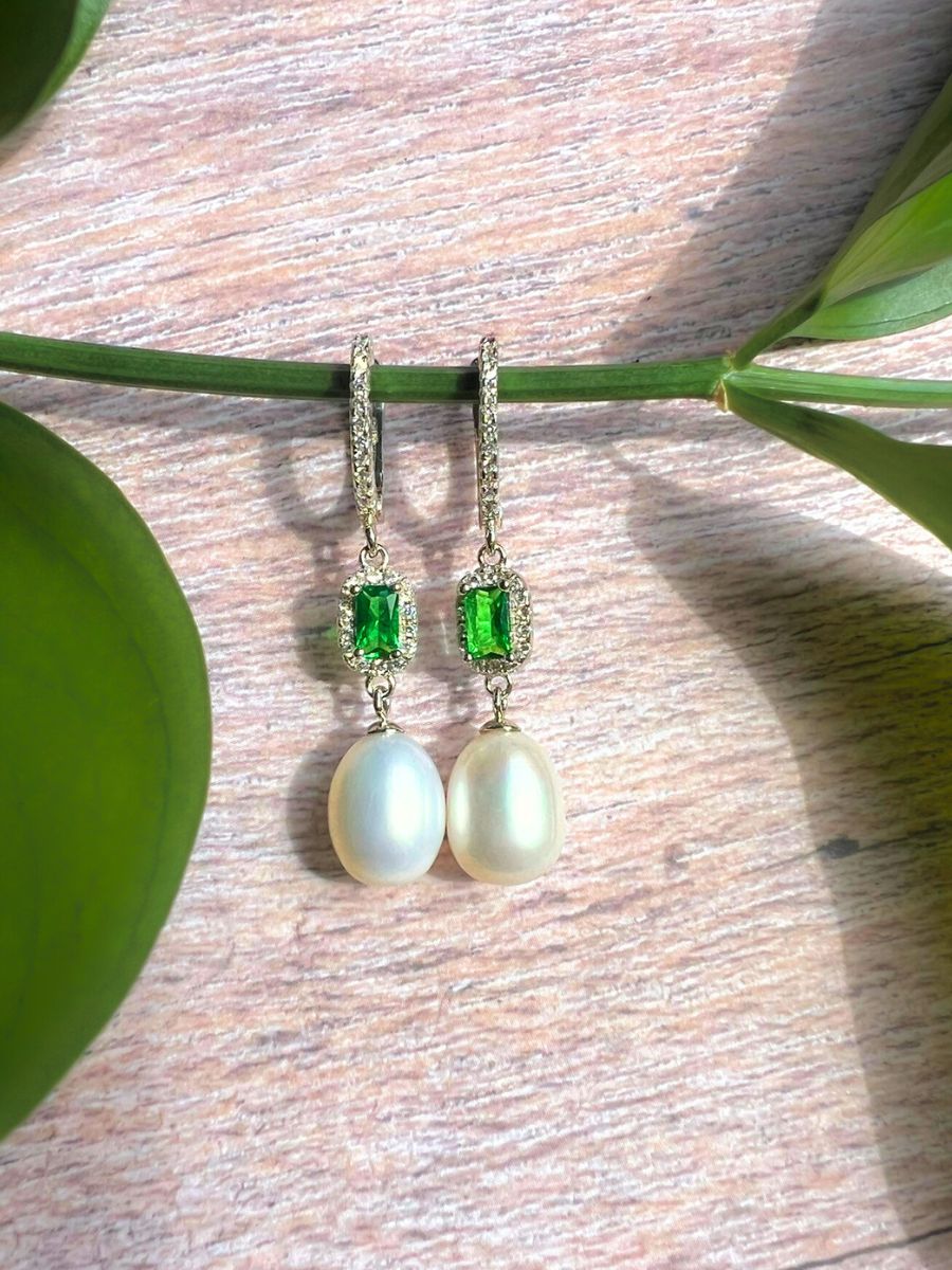 SULU SEA Wintergreen Crystal & Pearl Dangle Hoop Earrings