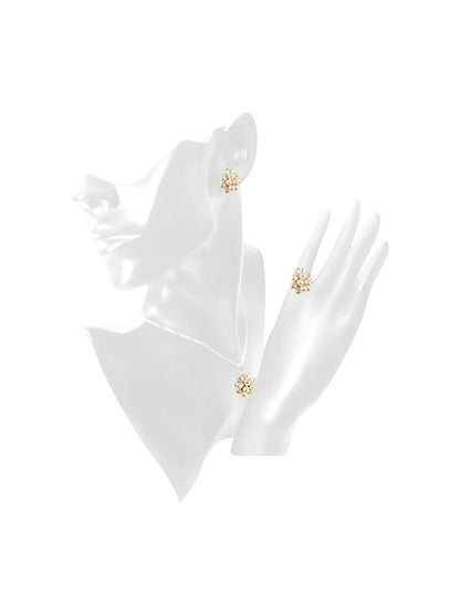 WANDERLUST Flower Pearl Pendant, Ring, & Earring Set