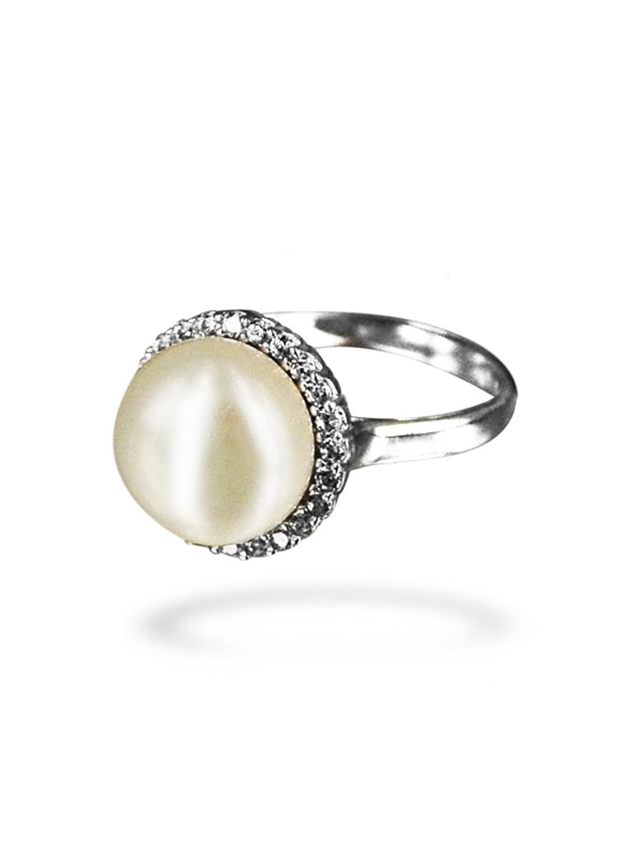 BORA BORA COLLECTION Circle of Life Diamond Encrusted White Pearl Ring