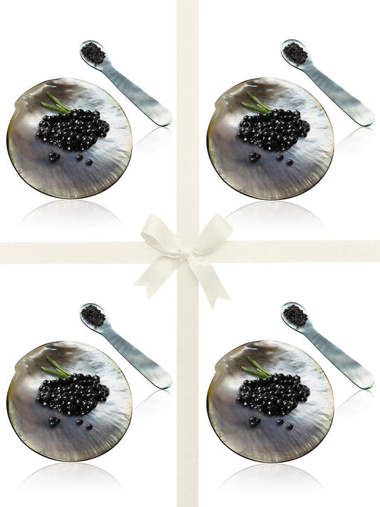 Black Mother-of-Pearl Caviar Spoon & Plate Gift Set - Avani Jewelry