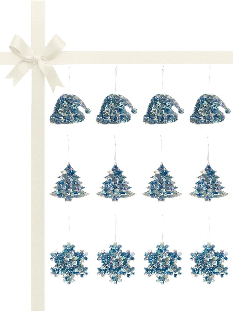 Blue Abalone Christmas Bauble Gift Set of 12 - Avani Jewelry