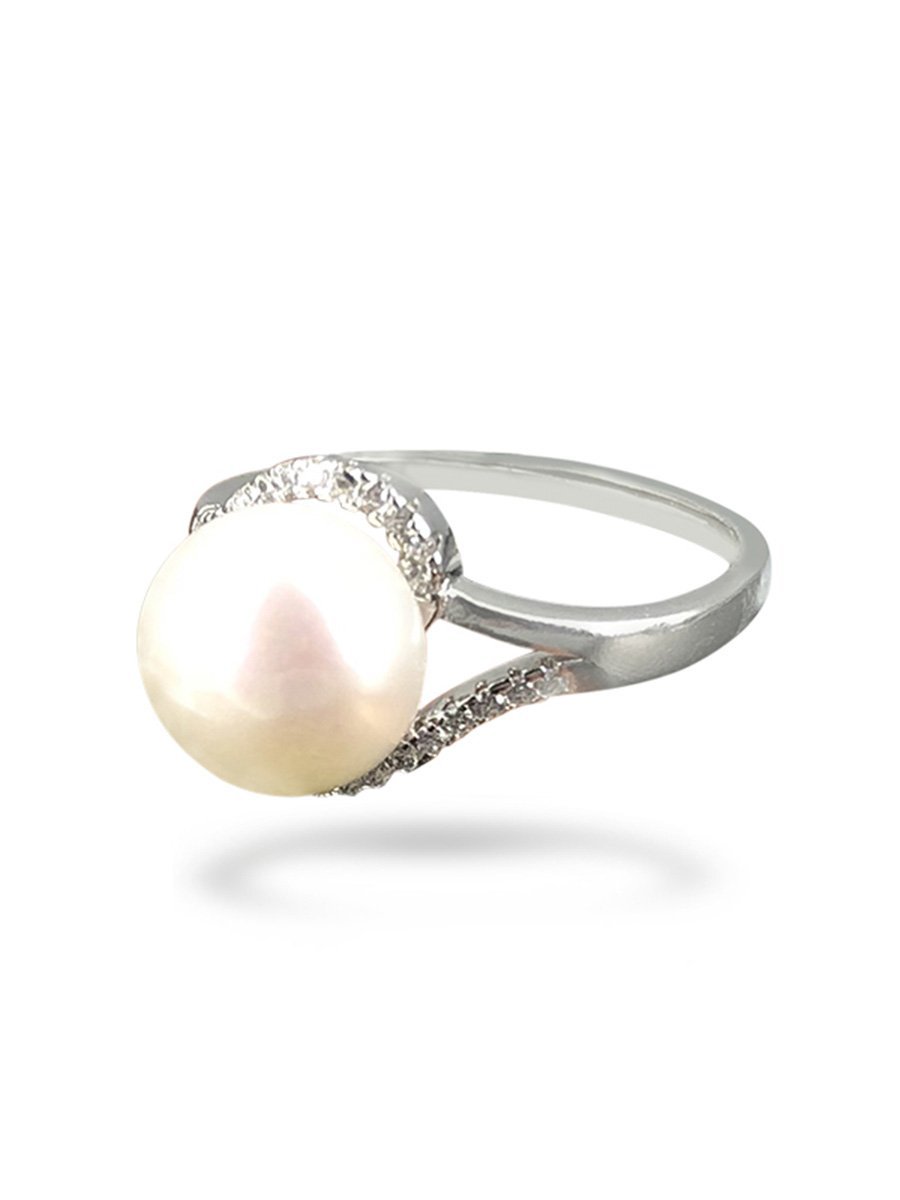 BORA BORA COLLECTION Cumbia Diamond Encrusted White Pearl Ring - Avani Jewelry