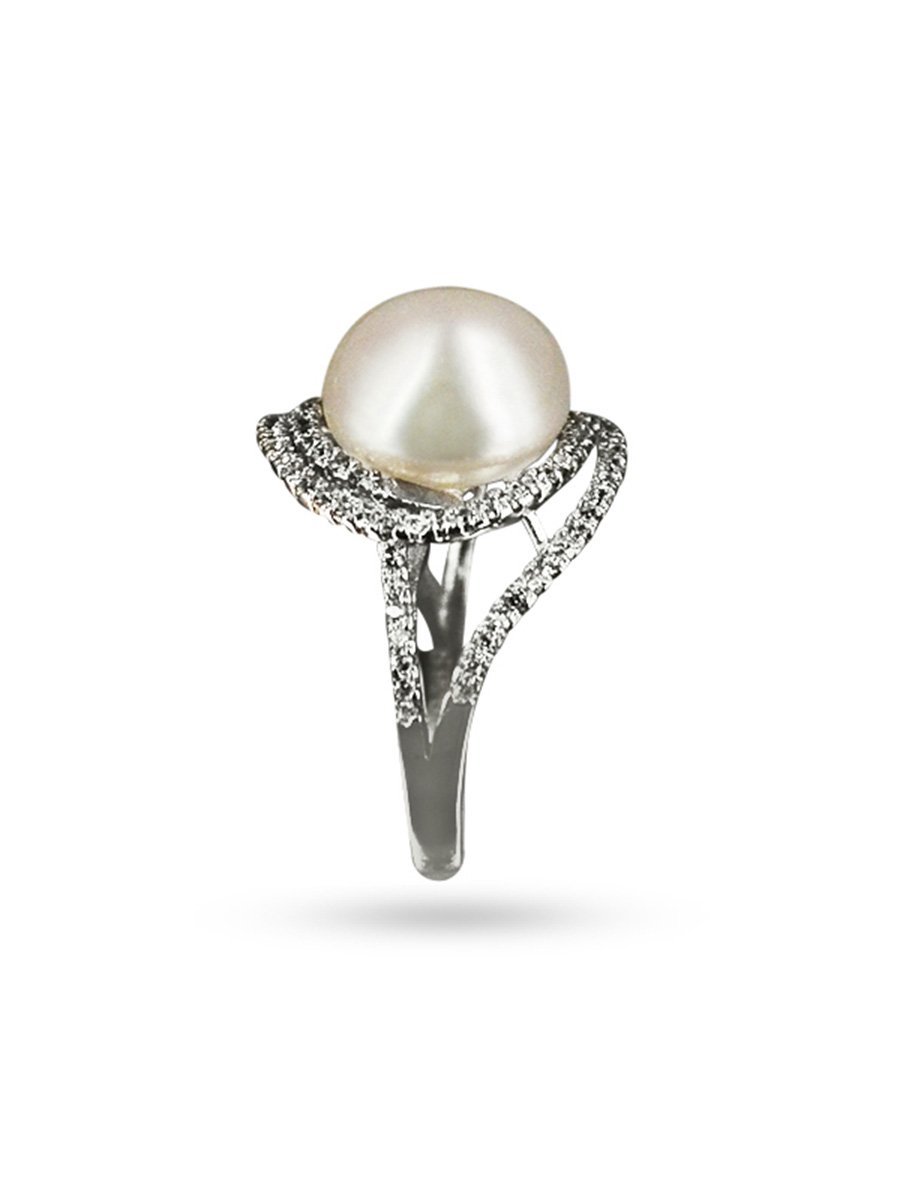 BORA BORA COLLECTION Felicity Diamond Encrusted White Pearl Ring - Avani Jewelry