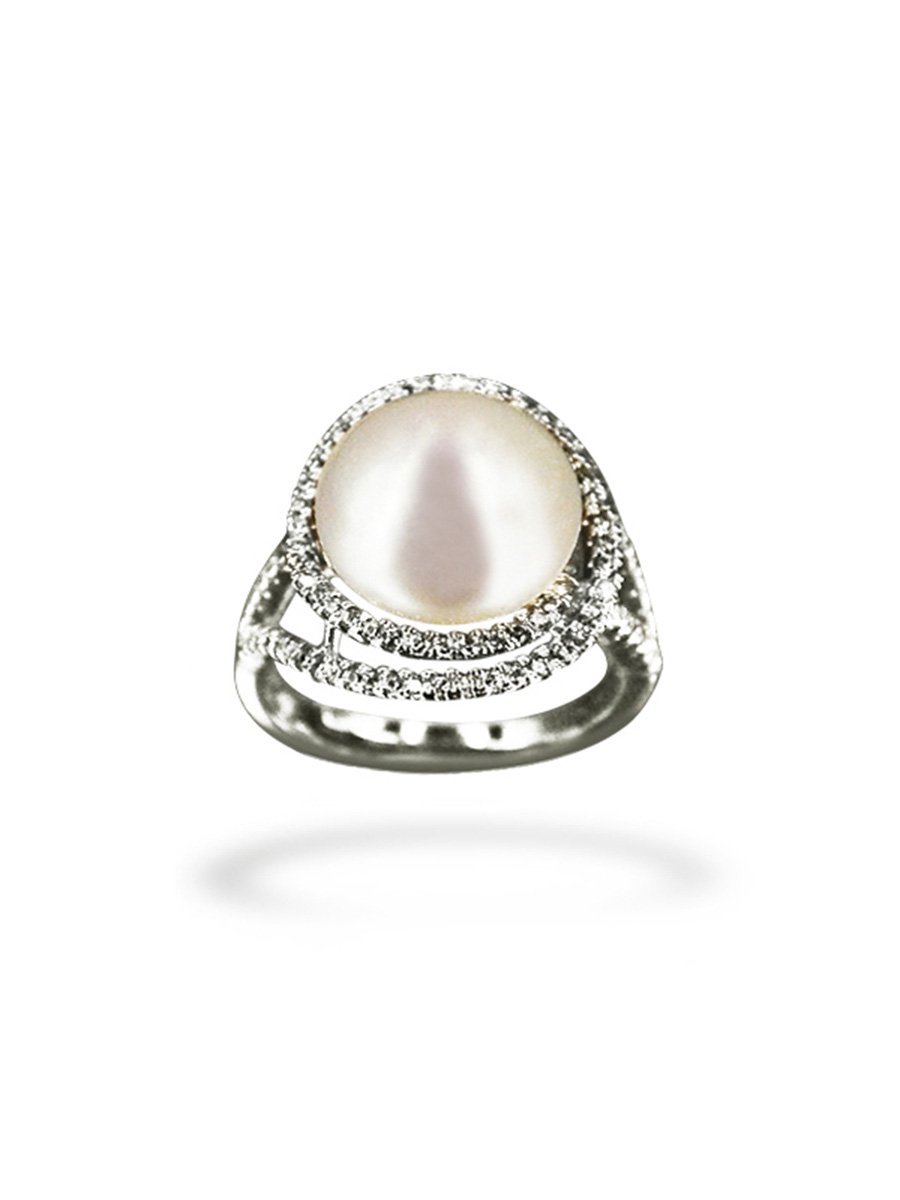 BORA BORA COLLECTION Felicity Diamond Encrusted White Pearl Ring - Avani Jewelry