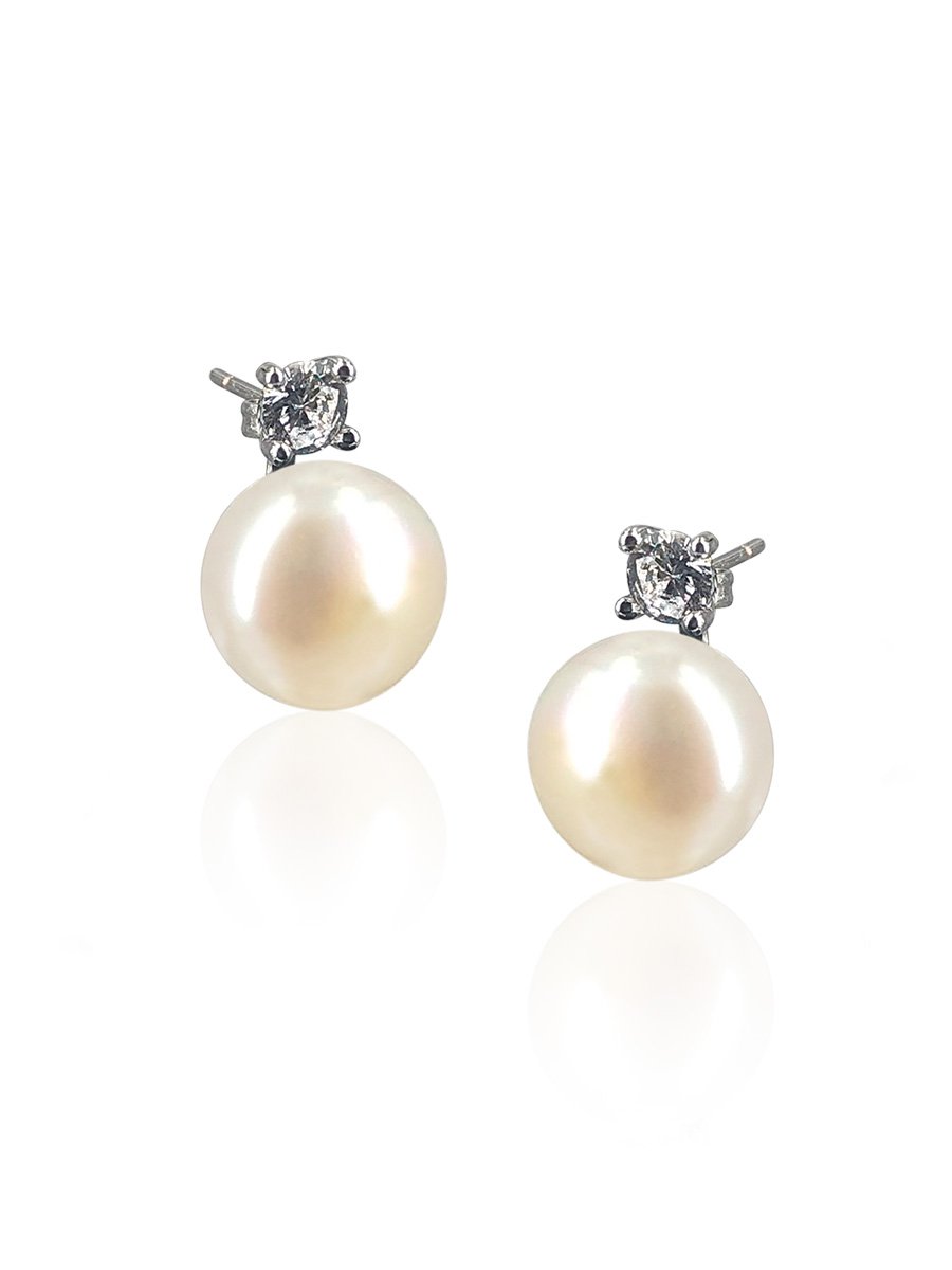BORA BORA COLLECTION Pearl & Diamond Stud Earrings - Avani Jewelry