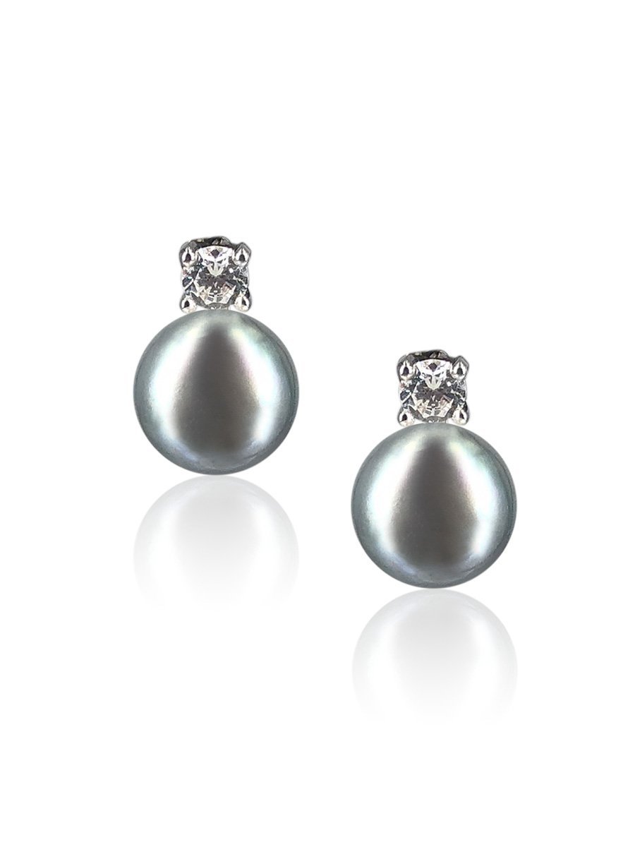 BORA BORA COLLECTION Pearl & Diamond Stud Earrings - Avani Jewelry