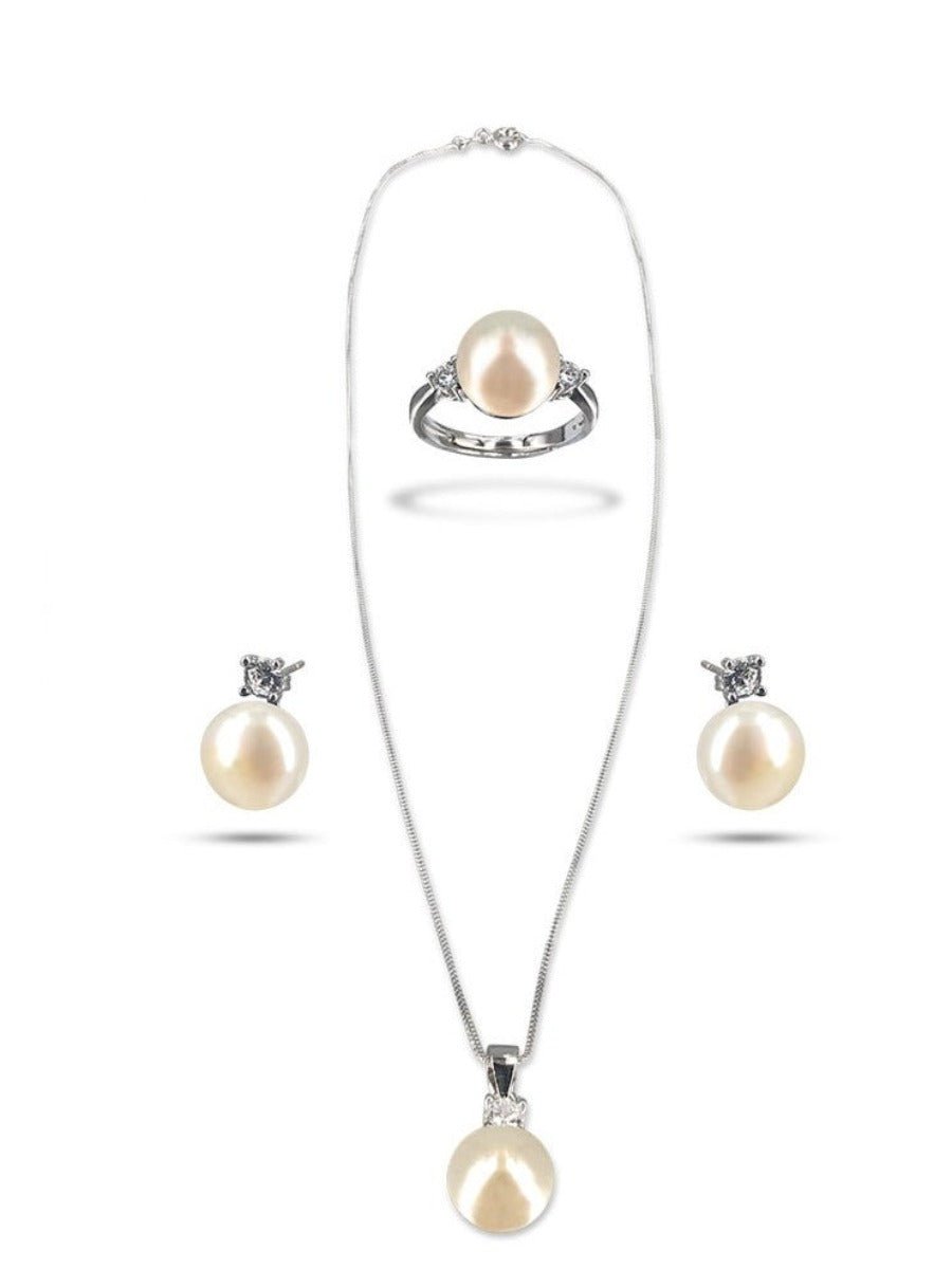 BORA BORA COLLECTION Pearl Three-Piece Diamond Jewelry Gift Set - Avani Jewelry