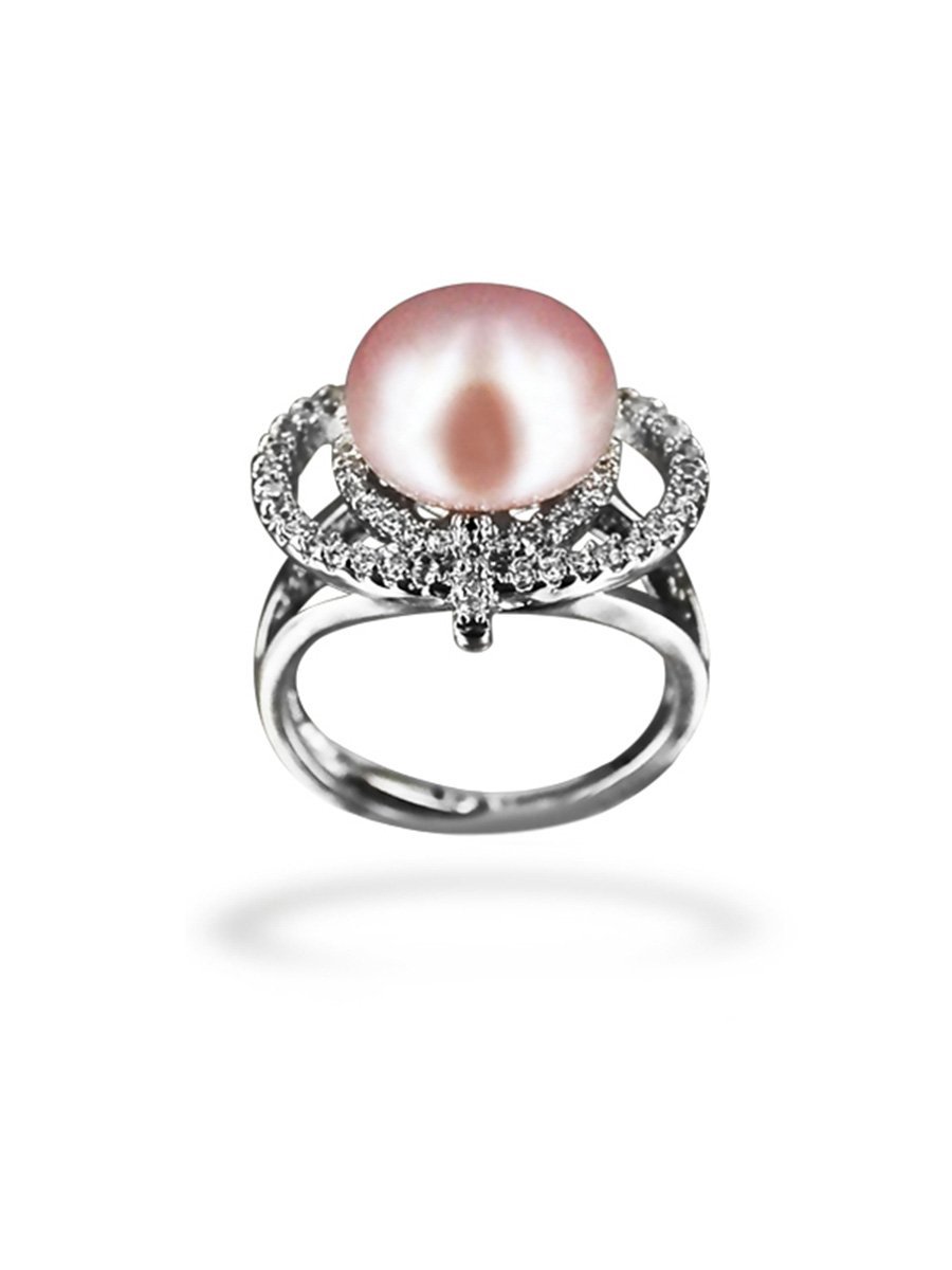 BORA BORA COLLECTION Venetian Diamond Encrusted Frosted Pink Pearl Ring - Avani Jewelry