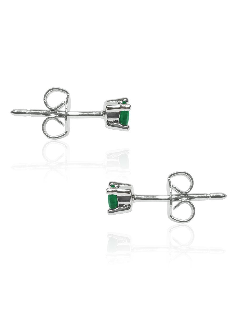 Brontë 0.40 Carat Natural Emerald Round Stud Earrings - Avani Jewelry
