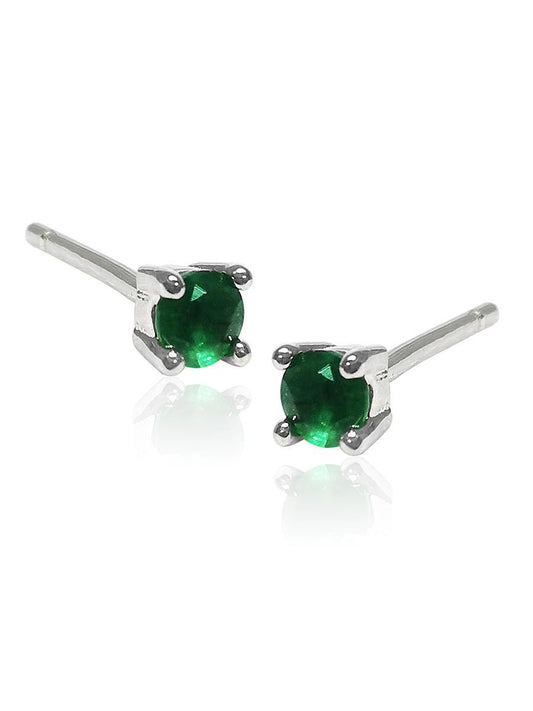 Brontë 0.40 Carat Natural Emerald Round Stud Earrings - Avani Jewelry