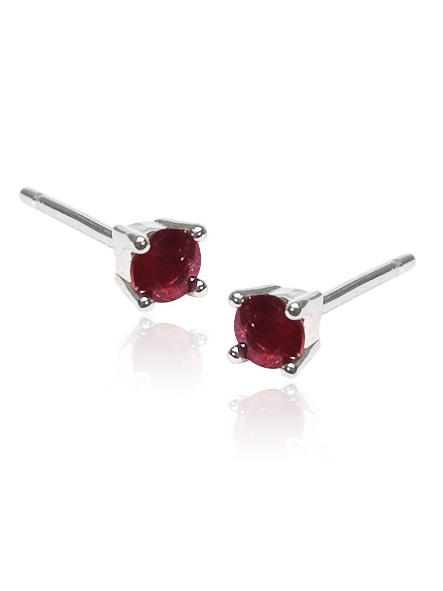 Brontë 0.40 Carat Natural Ruby Round Stud Earrings - Avani Jewelry
