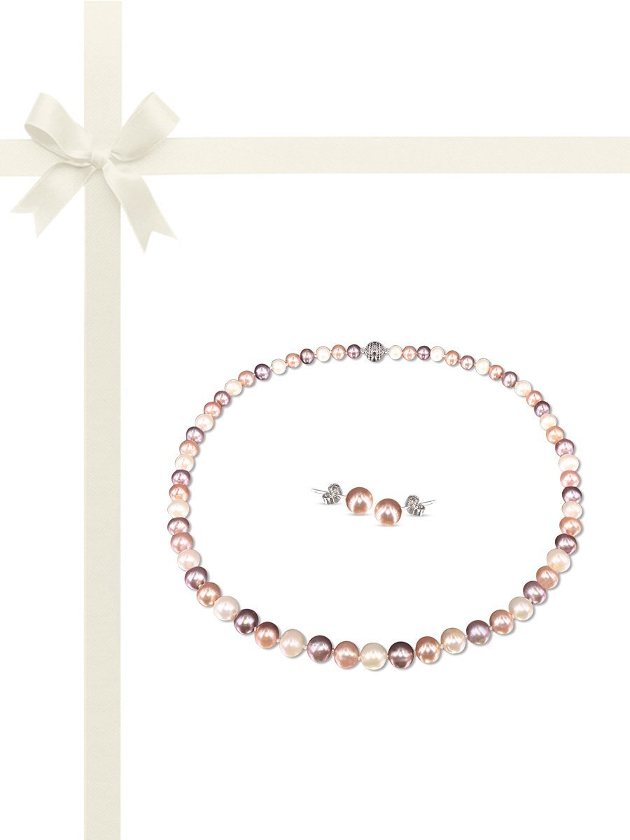 BUA BAY COLLECTION 7-8mm Pastel Pearl Necklace & Earring Gift Set - Avani Jewelry