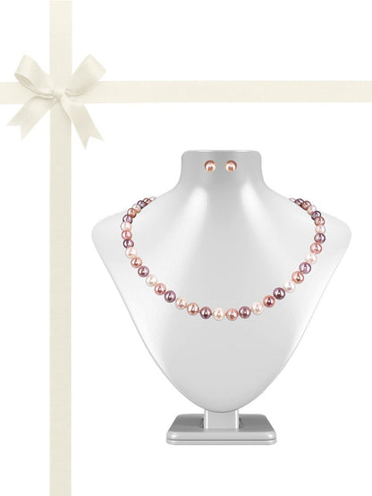 BUA BAY COLLECTION 7-8mm Pastel Pearl Necklace & Earring Gift Set - Avani Jewelry
