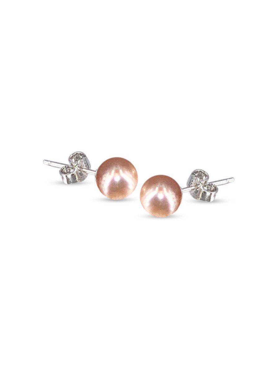 David Yurman Cable 7mm Pearl Stud Earrings with Diamonds in Sterling Silver  | Lee Michaels Fine Jewelry stores