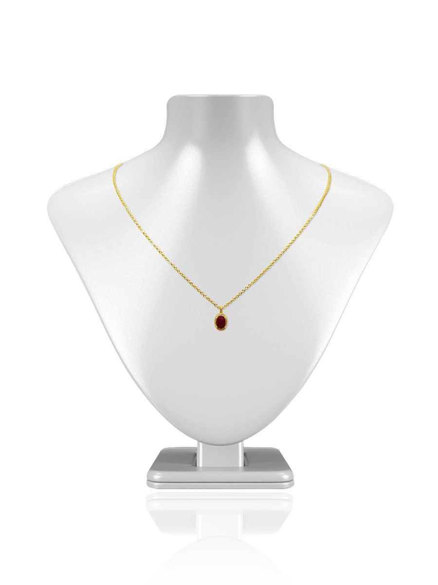 Cleo 0.70 Carat Natural Ruby Oval Halo Pendant - Avani Jewelry