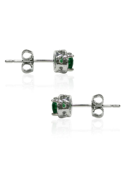 Cleo 1.02 Carat Natural Emerald Oval Halo Stud Earrings - Avani Jewelry