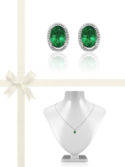 Cleo 1.27 Carat Natural Emerald Pendant & Earring Gift Set - Avani Jewelry