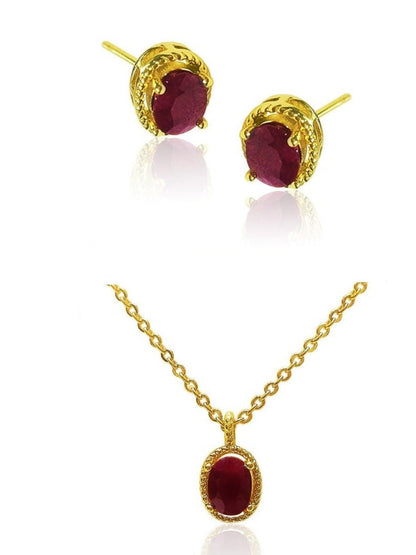 Cleo 2.10 Carat Natural Ruby Pendant & Earring Gift Set - Avani Jewelry