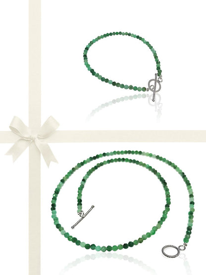 Everleigh 37.5 Carat Natural Emerald Necklace & Bracelet Gift Set - Avani Jewelry
