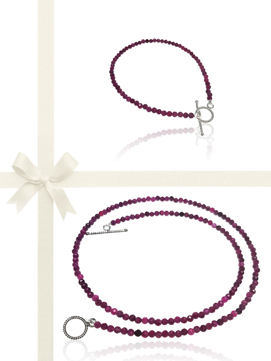 Everleigh 42 Carat Natural Ruby Necklace & Bracelet Gift Set - Avani Jewelry