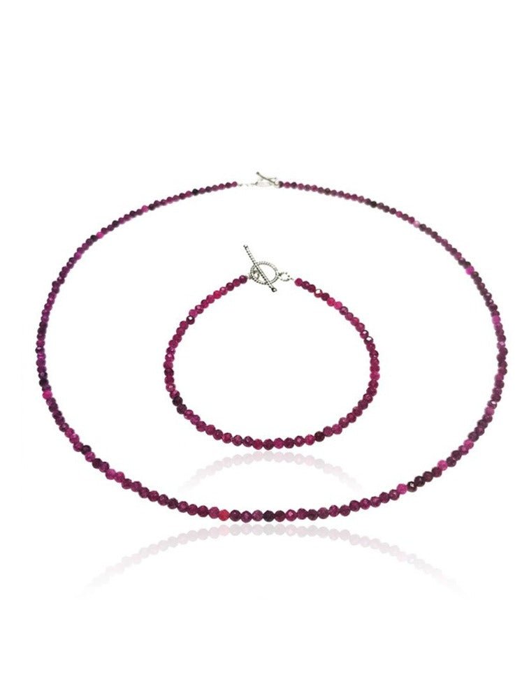 Everleigh 42 Carat Natural Ruby Necklace & Bracelet Gift Set - Avani Jewelry