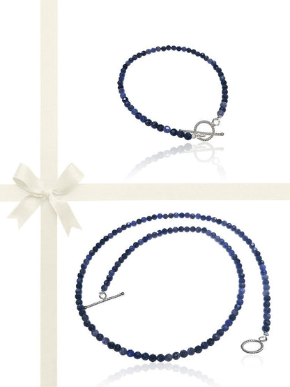 Everleigh 60 Carat Natural Blue Sapphire Necklace & Bracelet Gift Set - Avani Jewelry