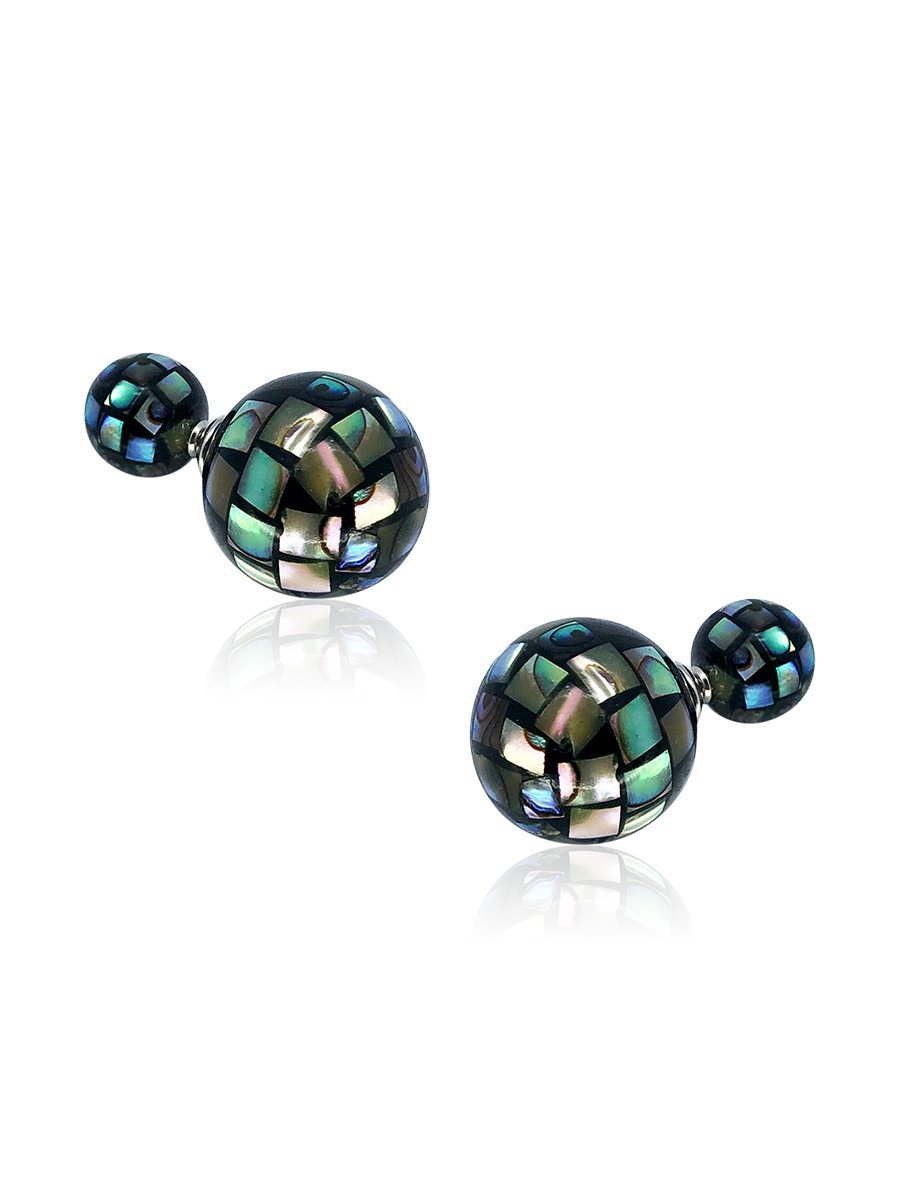 GALÁPAGOS COLLECTION 14mm & 8mm Faceted Abalone Reversible Stud Earrings - Avani Jewelry