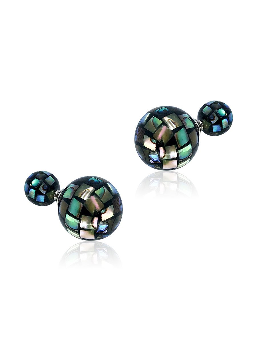 GALÁPAGOS COLLECTION 14mm & 8mm Faceted Abalone Reversible Stud Earrings - Avani Jewelry