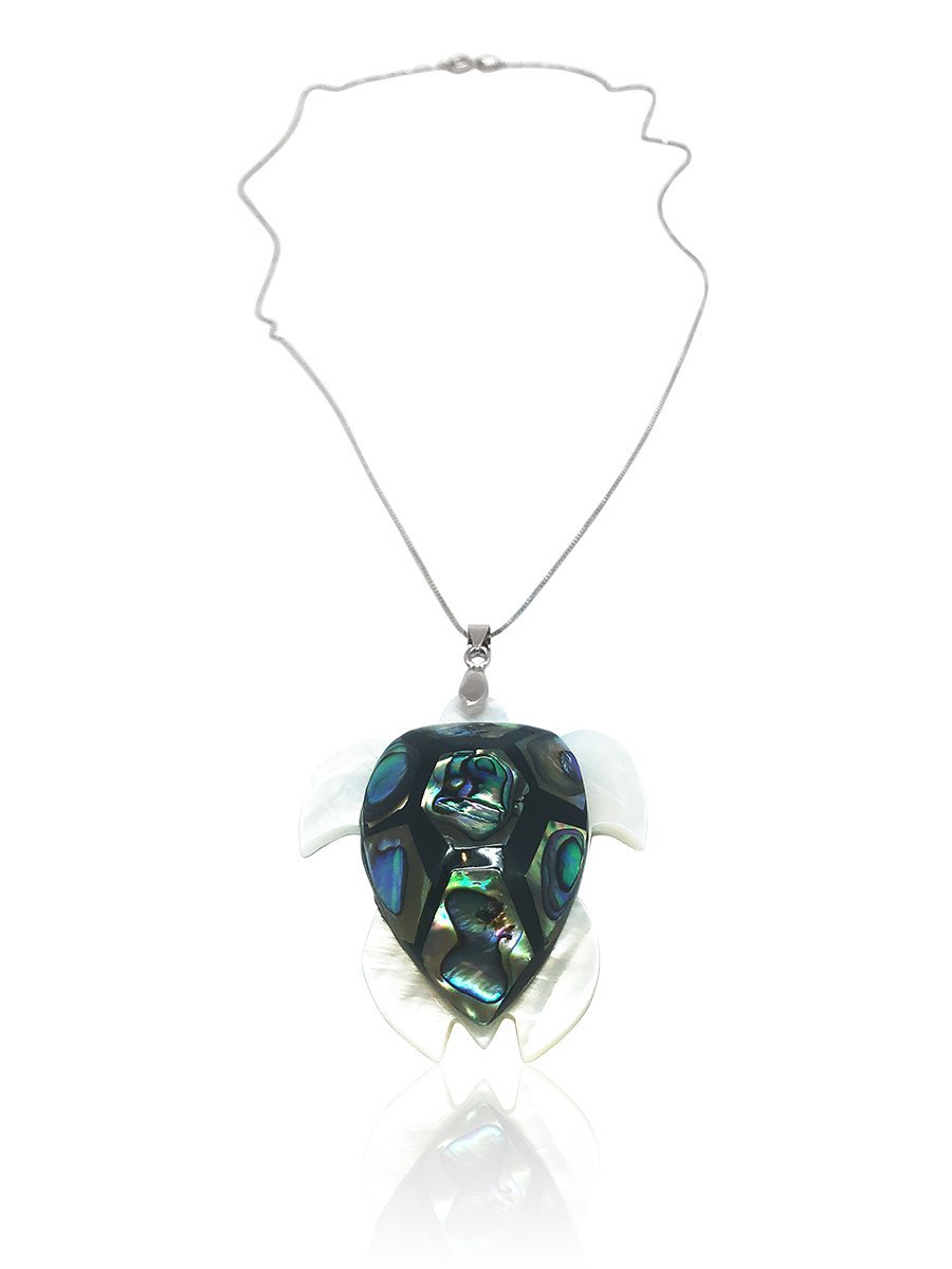 GALÁPAGOS COLLECTION Kuilima Turtle Mother-of-Pearl & Pāua Pendant - Avani Jewelry