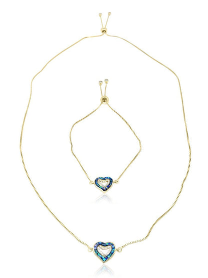 GALÁPAGOS COLLECTION "Two Hearts - One Love" 18K Yellow Gold Filled Sliding Pendant & Bracelet - Avani Jewelry