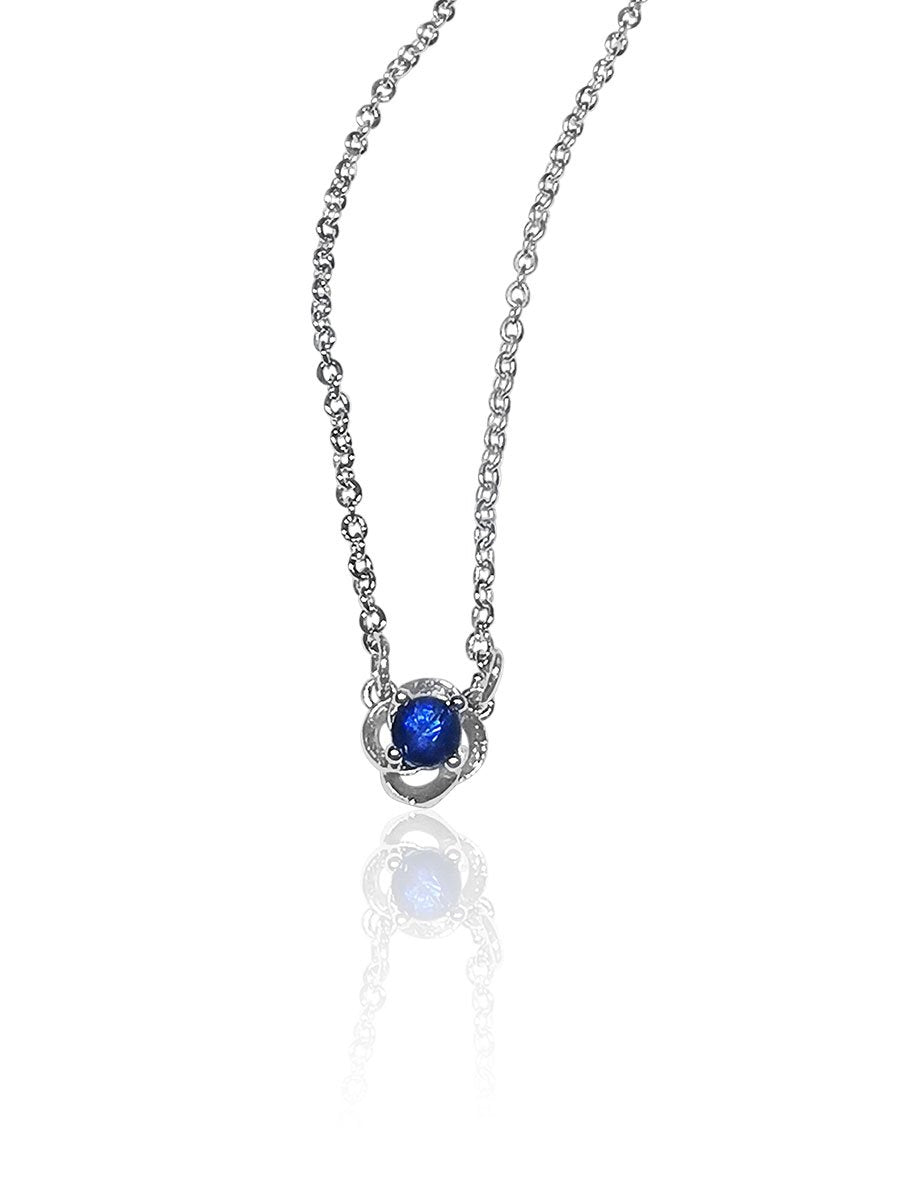 Juniper 0.20 Carat Natural Blue Sapphire Round Pendant - Avani Jewelry