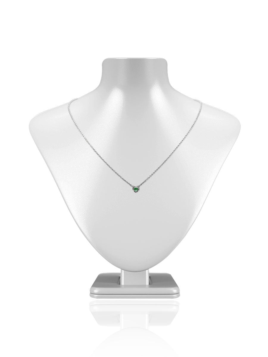 Juniper 0.20 Carat Natural Emerald Round Pendant - Avani Jewelry