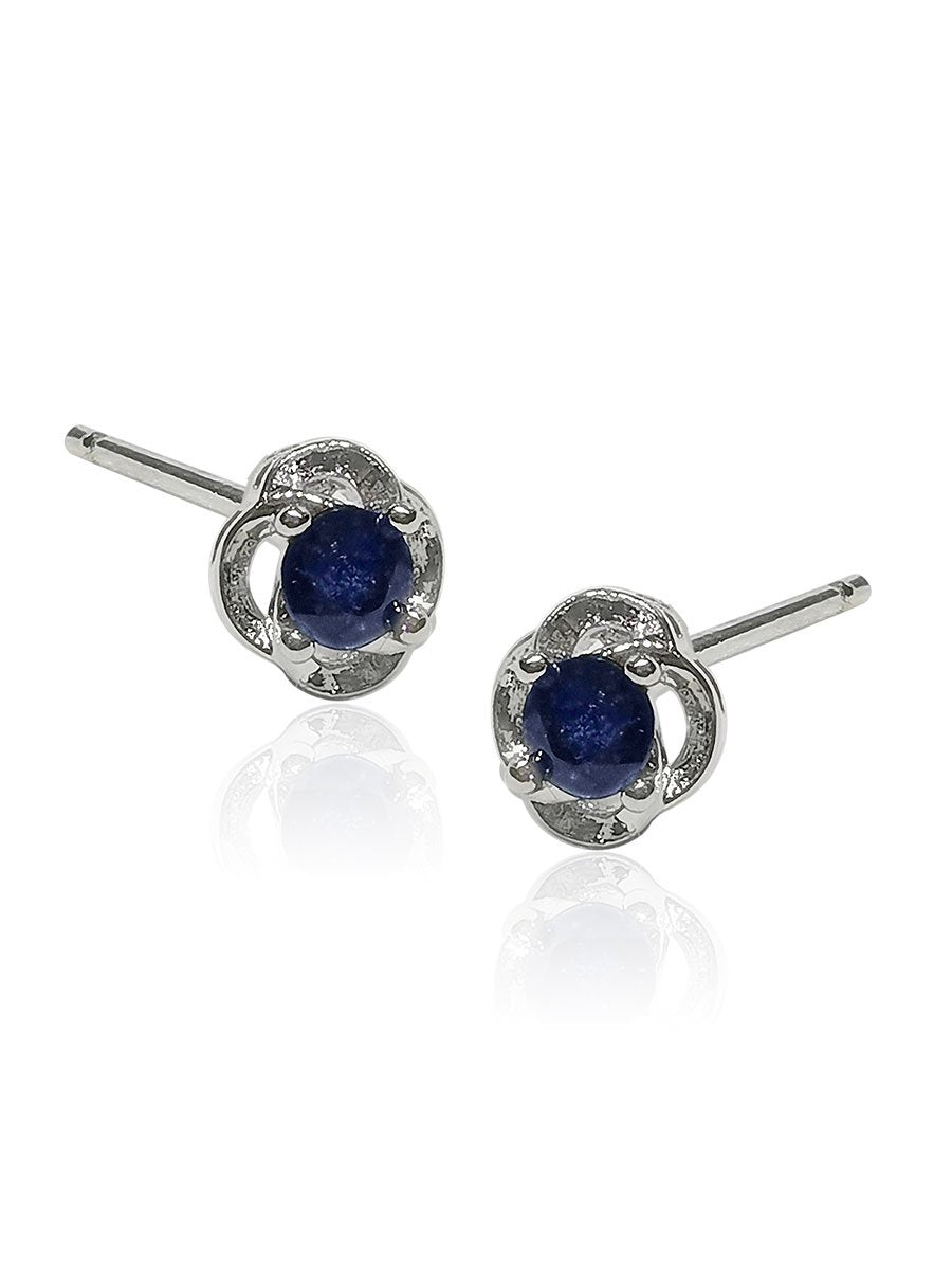 Juniper 0.40 Carat Natural Blue Sapphire Round Stud Earrings - Avani Jewelry