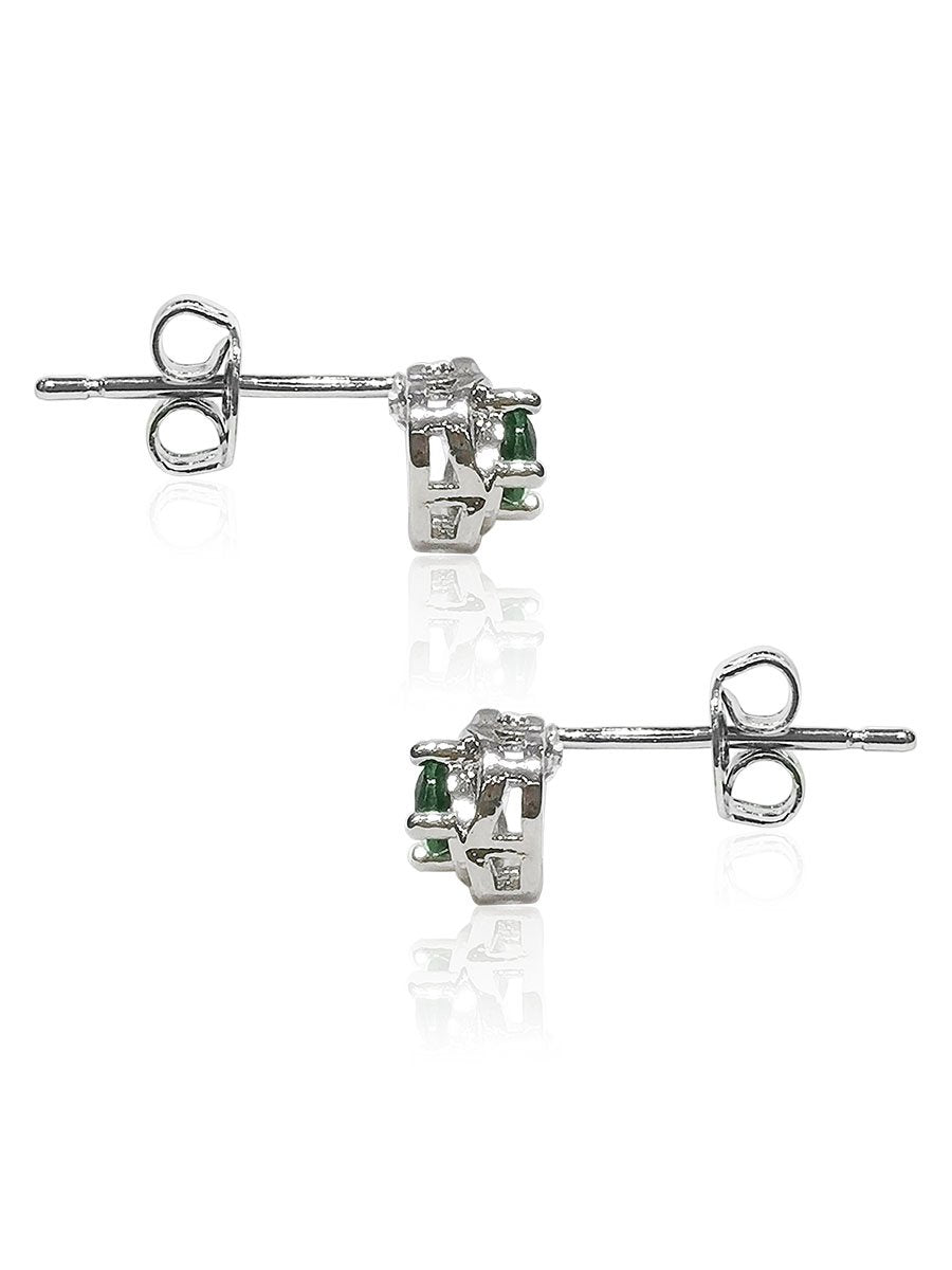Juniper 0.40 Carat Natural Emerald Round Stud Earrings - Avani Jewelry