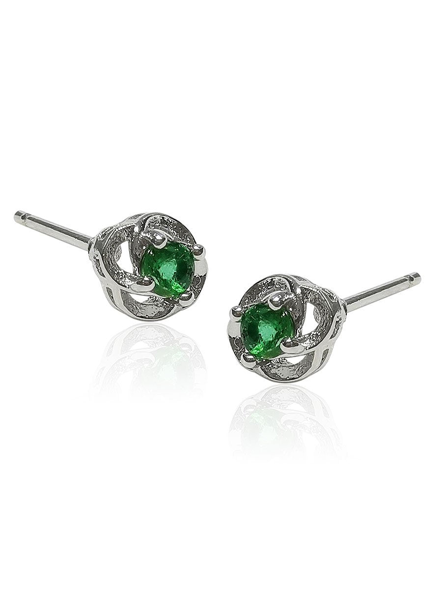 Juniper 0.40 Carat Natural Emerald Round Stud Earrings - Avani Jewelry