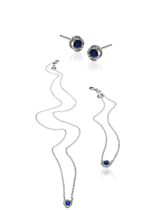 Juniper 0.80 Carat Natural Blue Sapphire Pendant, Bracelet & Earring Gift Set - Avani Jewelry