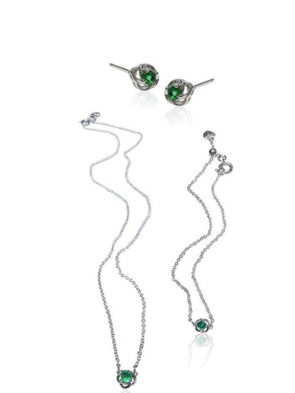 Juniper 0.80 Carat Natural Emerald Pendant, Bracelet & Earring Gift Set - Avani Jewelry
