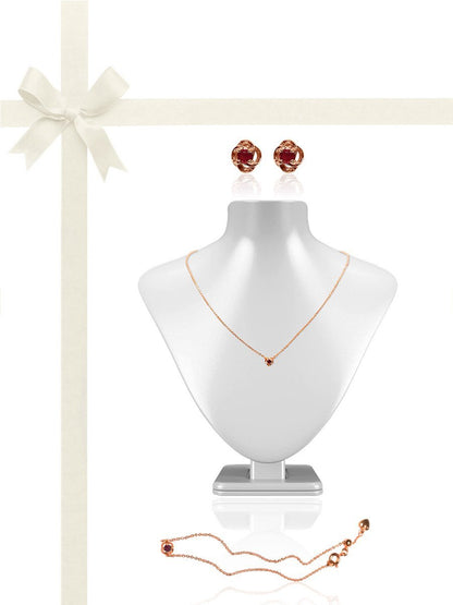 Juniper 0.80 Carat Natural Ruby Pendant, Bracelet & Earring Gift Set - Avani Jewelry