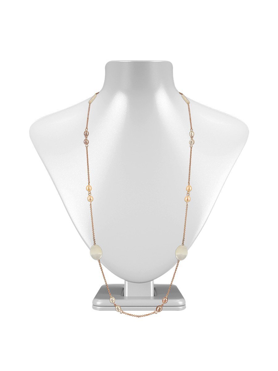 KIRIBATI 18K Rose Gold Filled Pastel Pearl & Mother-of-Pearl Opera Necklace - Avani Jewelry