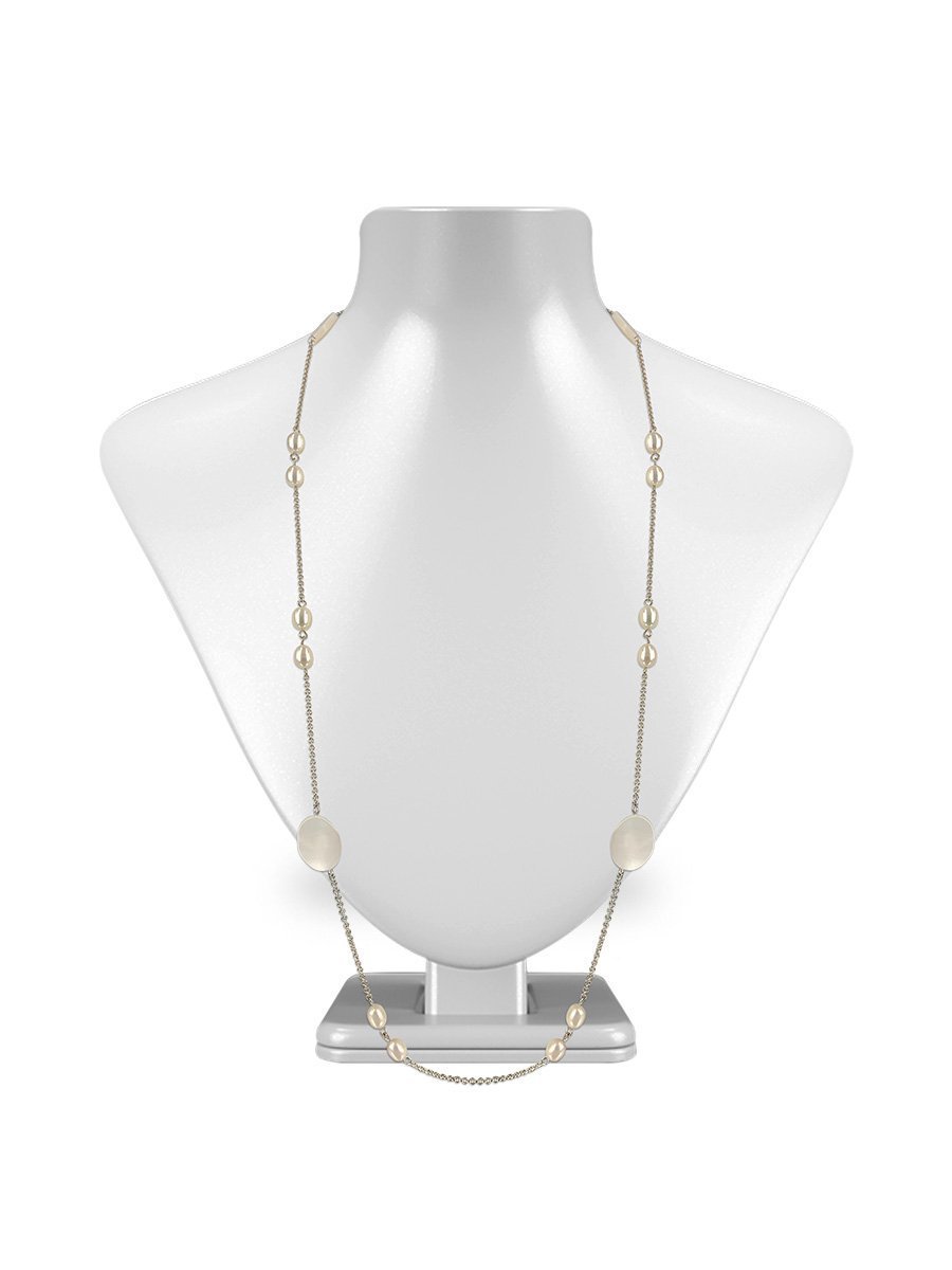 KIRIBATI 18K White Gold Filled White Pearl & Mother-of-Pearl Opera Necklace - Avani Jewelry