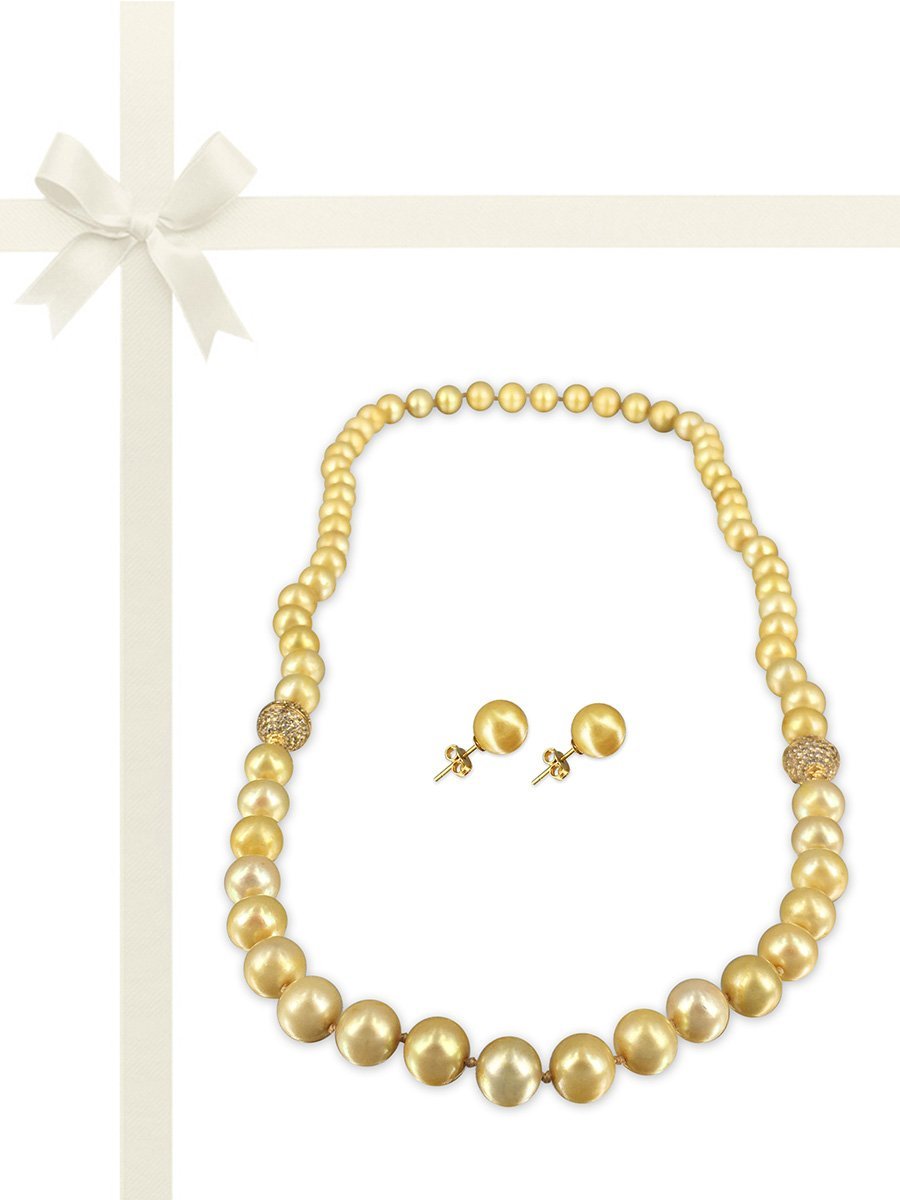 MARIA-THERESA REEF COLLECTION 9-10mm Chrysanthemum Gold Pearl Gift Set - Avani Jewelry