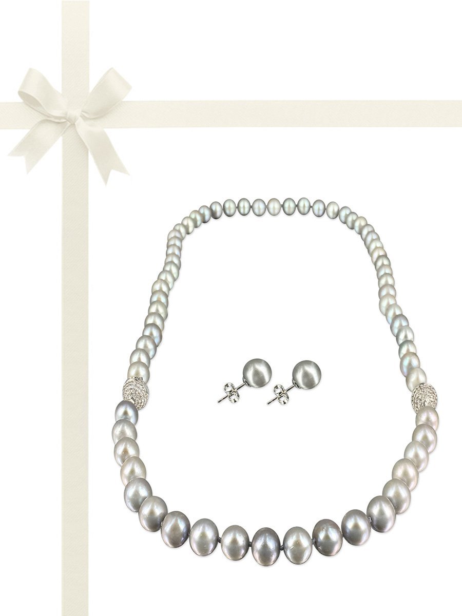 MARIA-THERESA REEF COLLECTION 9-10mm Silver Agave Pearl Gift Set - Avani Jewelry