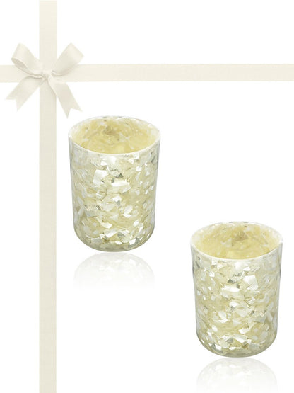 Mother-of-Pearl Gift Set of 2 Flameless Candles - Avani Jewelry