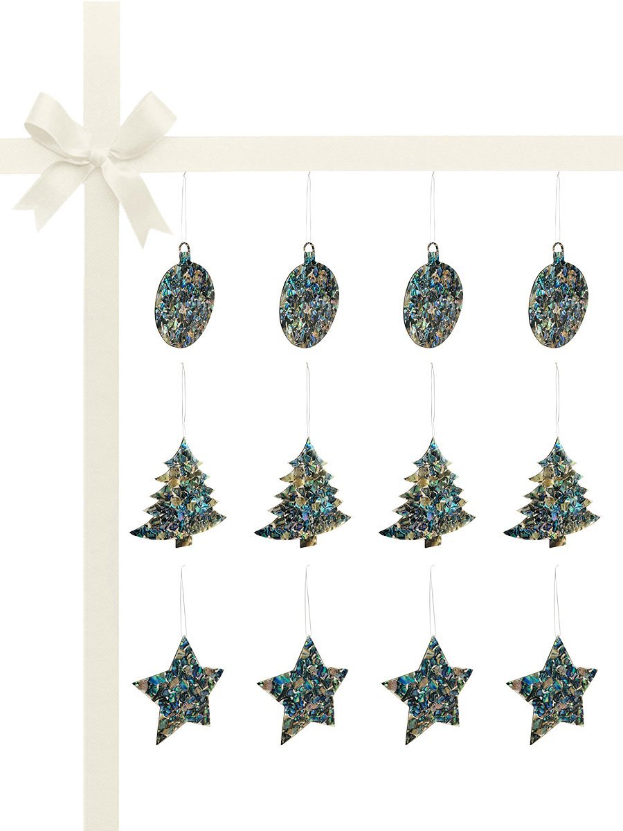 New Zealand Abalone Christmas Bauble Gift Set of 12 - Avani Jewelry