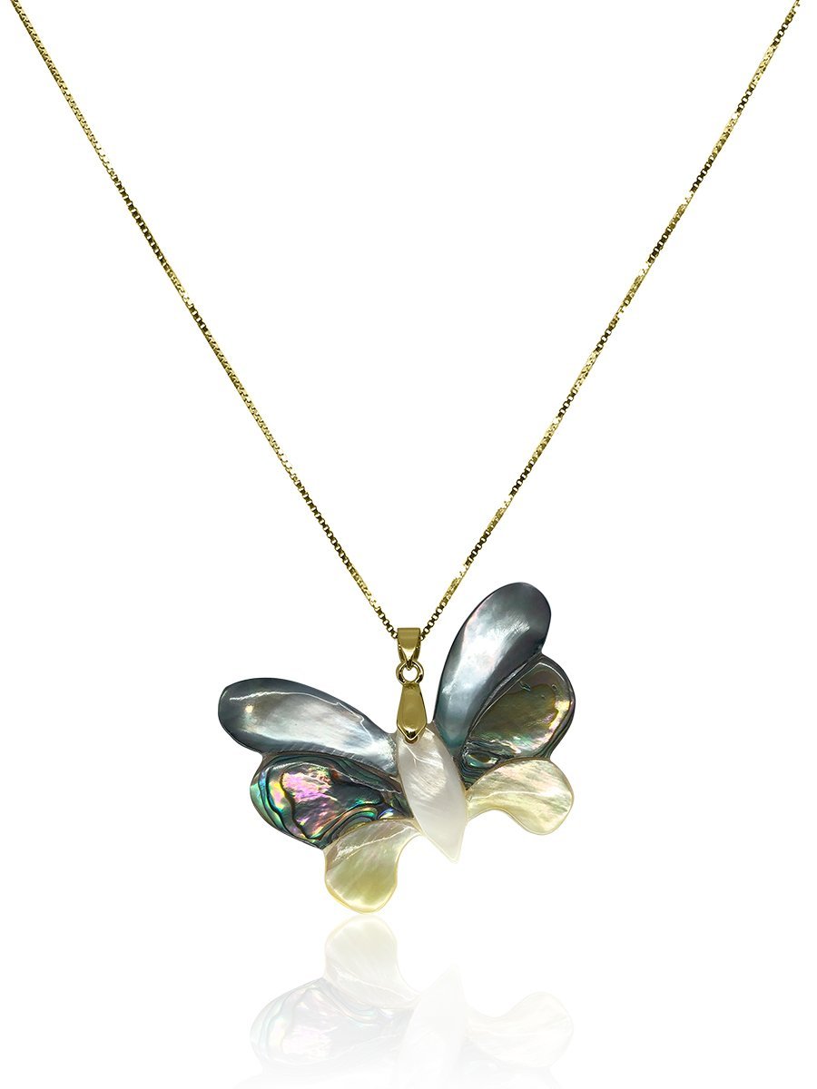 OYSTER BAY COLLECTION South Sea Mother-of-Pearl & Pāua Bejeweled Butterfly Pendant - Avani Jewelry